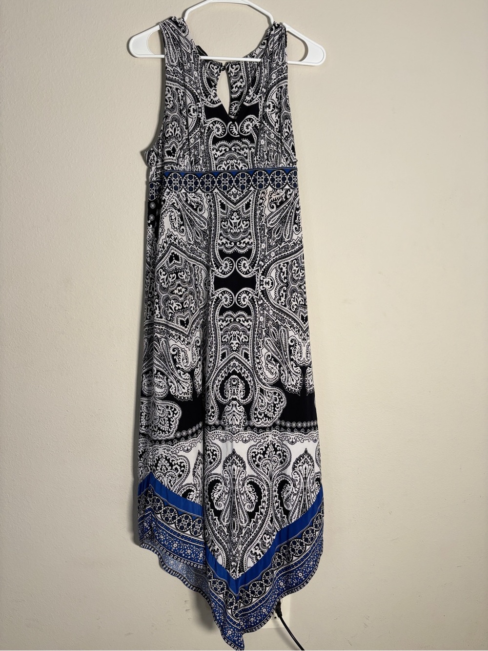 INC International Concepts Paisley Handkerchief Hem Midi Dress Size Large